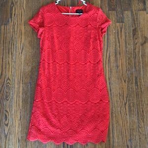 Laundry sz 8 red lace shift dress
